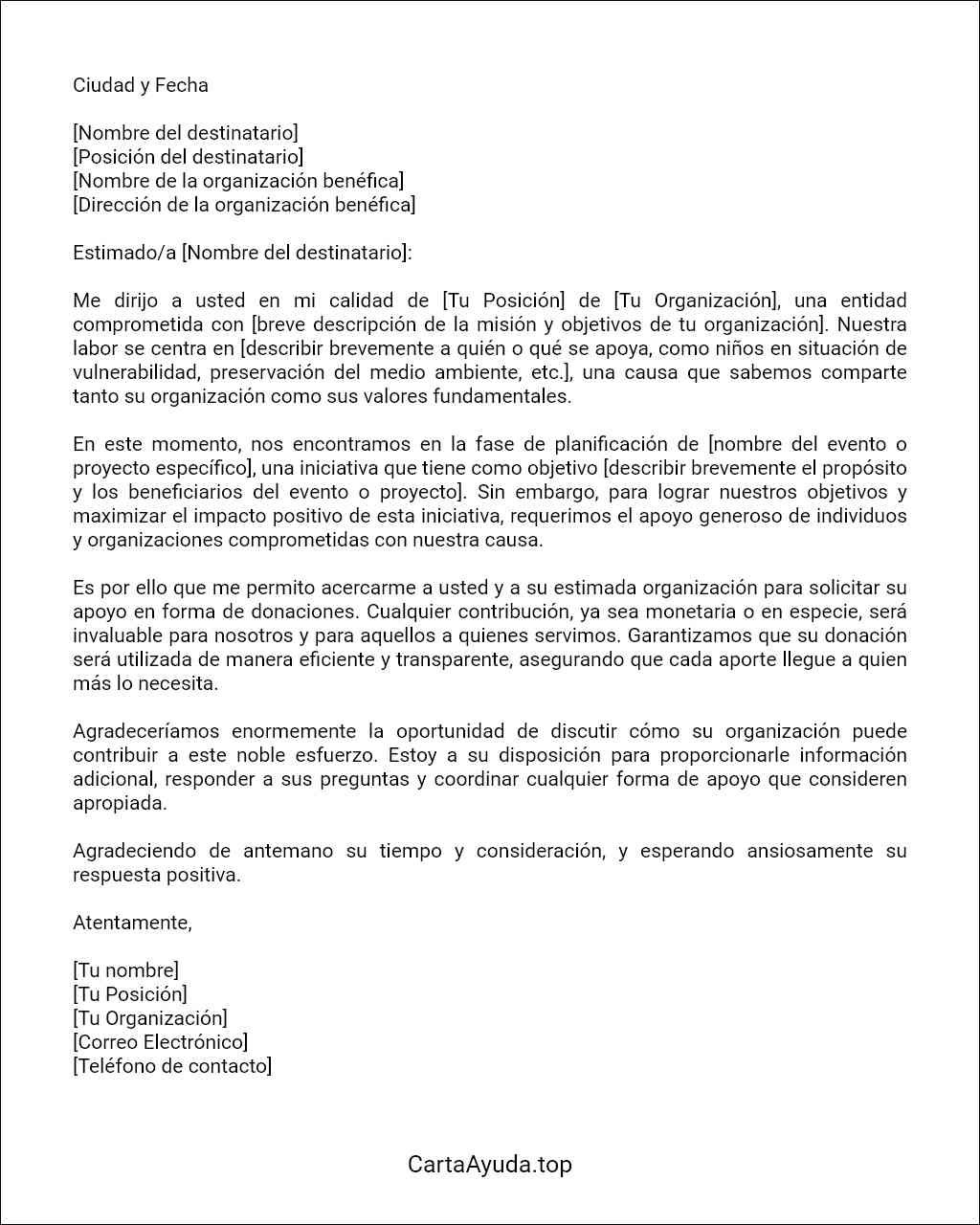 como redactar una carta de ayuda para conseguir donaciones benéficas