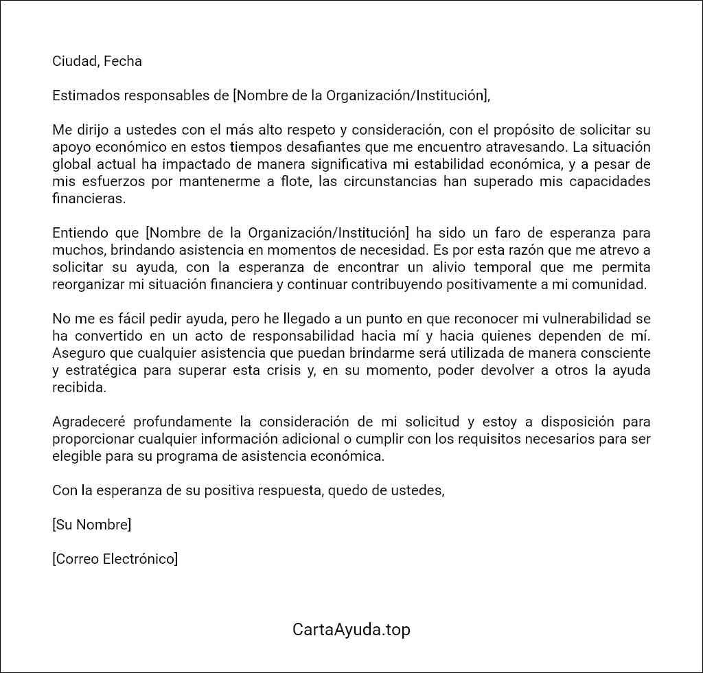 formato de carta de solicitud de asistencia económica por crisis