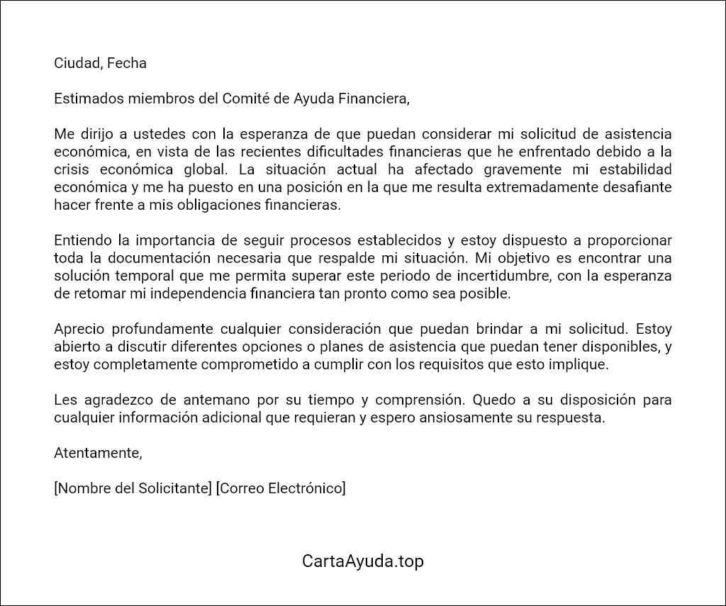 carta de solicitud de asistencia económica por crisis formato