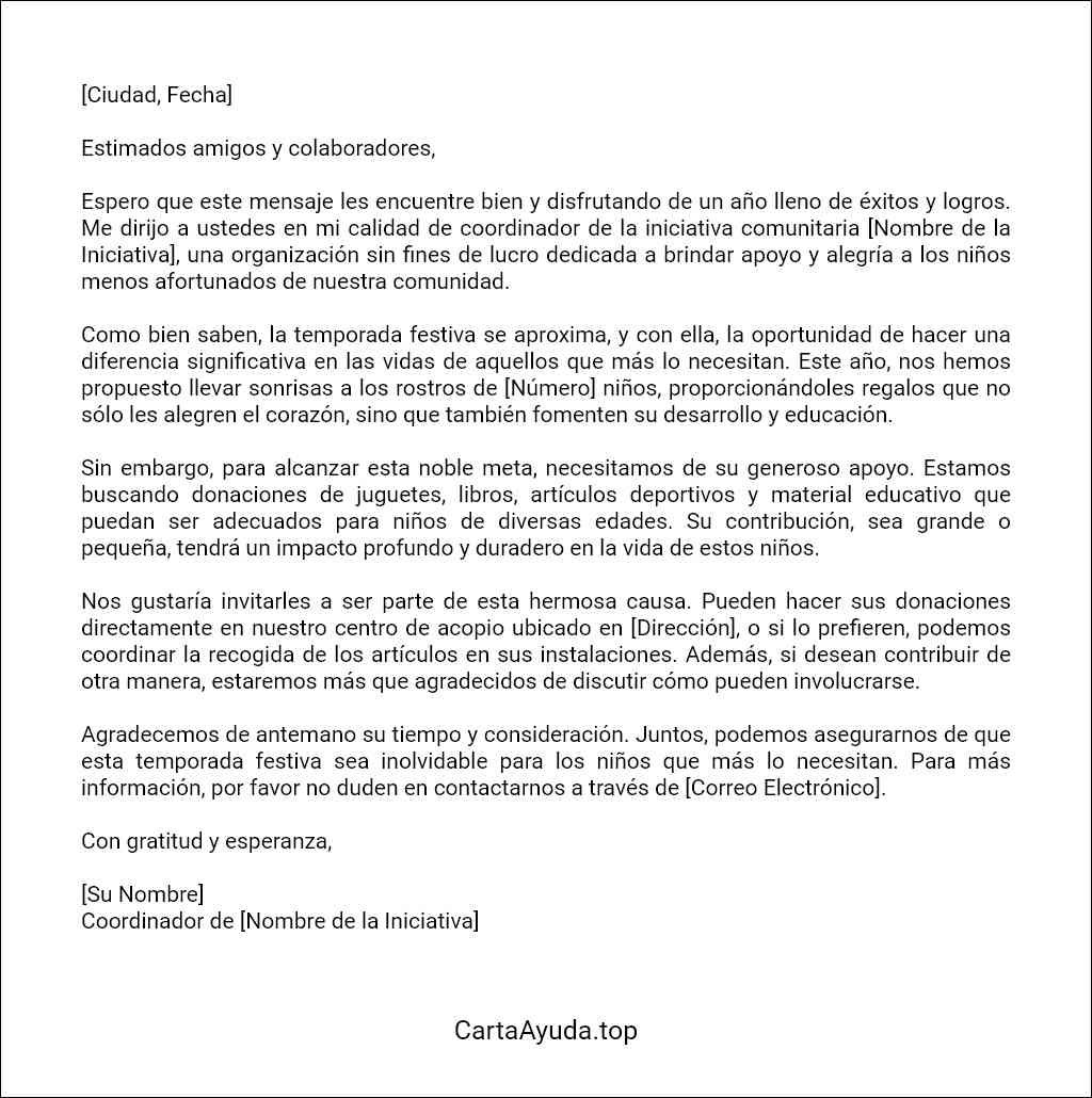 modelo de carta para pedir regalos para los niños