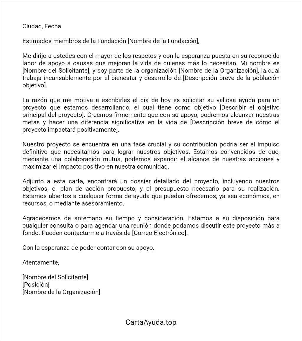 como redactar una carta para solicitar ayuda a una fundacion