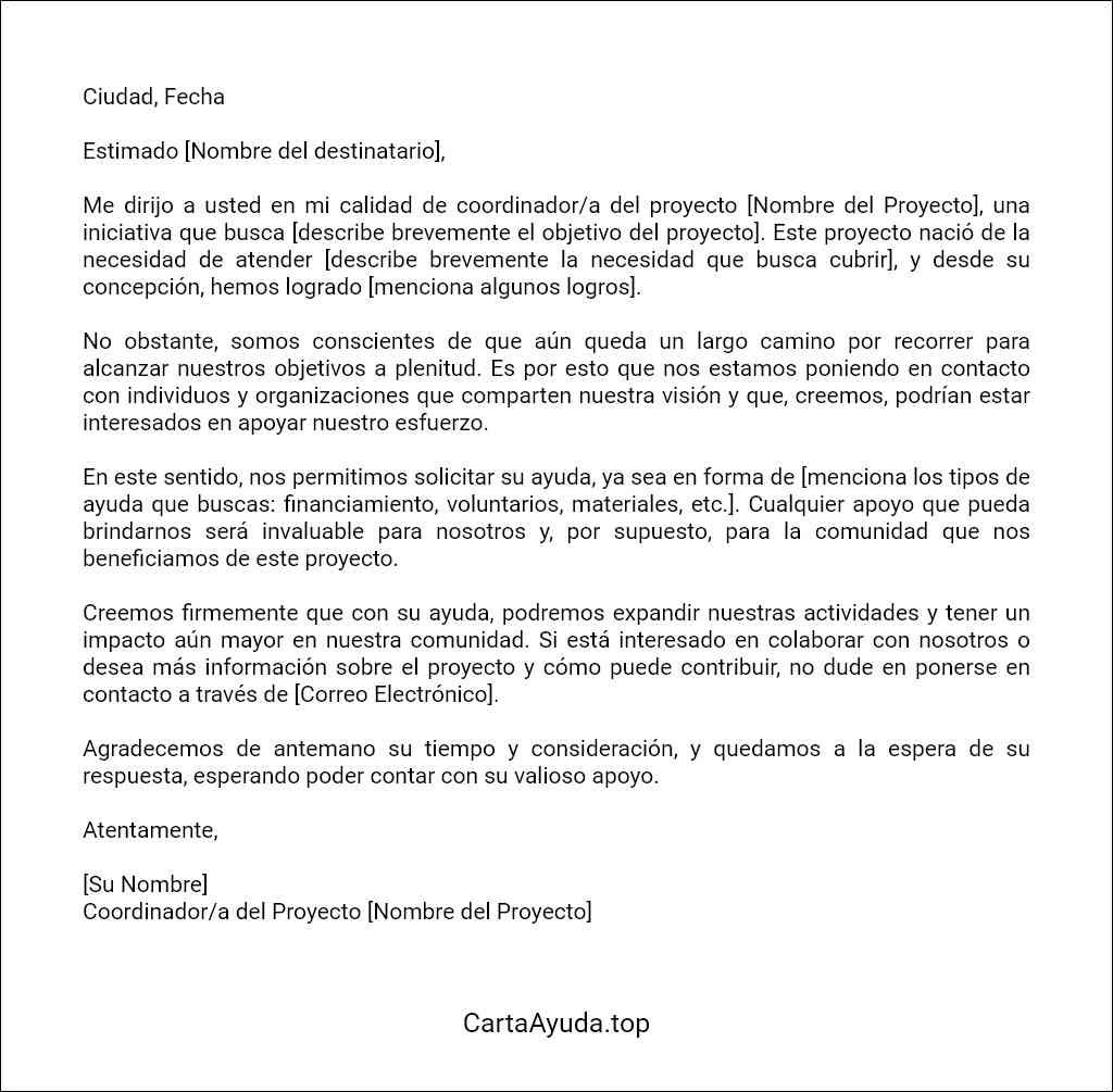 carta para solicitar ayuda para un proyecto comunitario ejemplos
