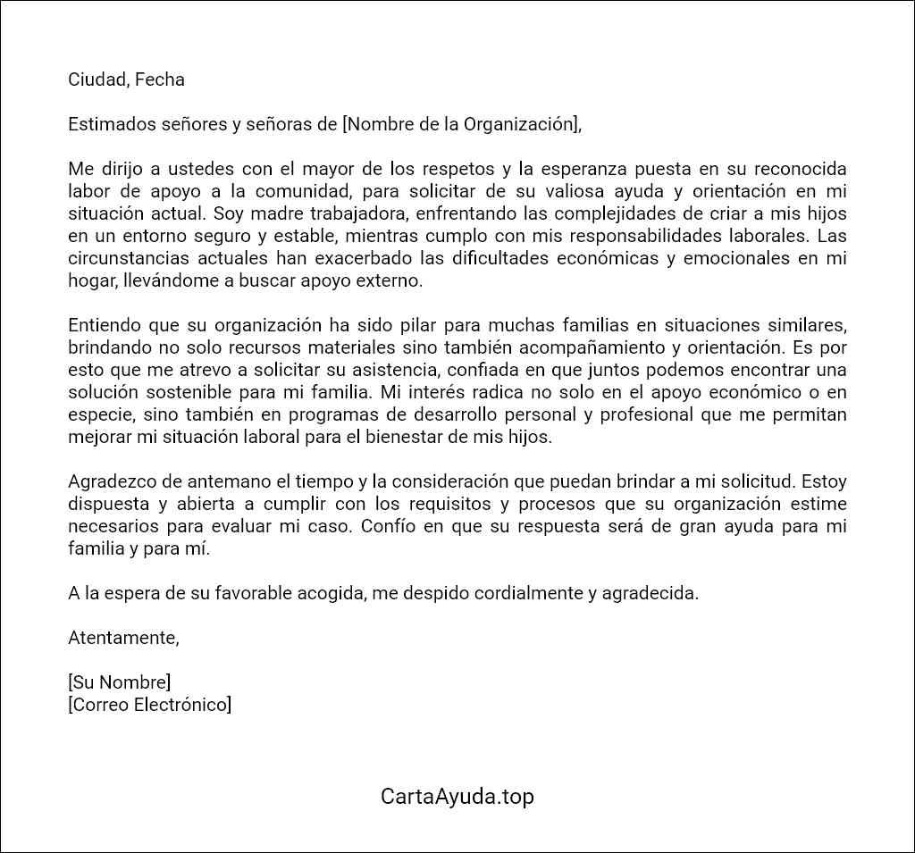 como elaborar una carta para solicitar ayuda para una madre trabajadora 