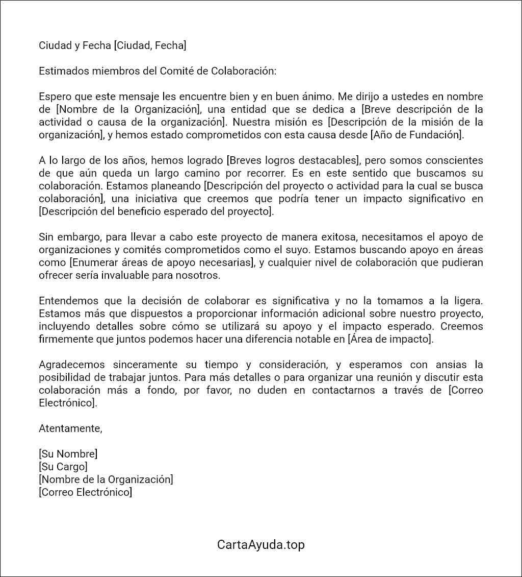 plantilla de carta para solicitar colaboración