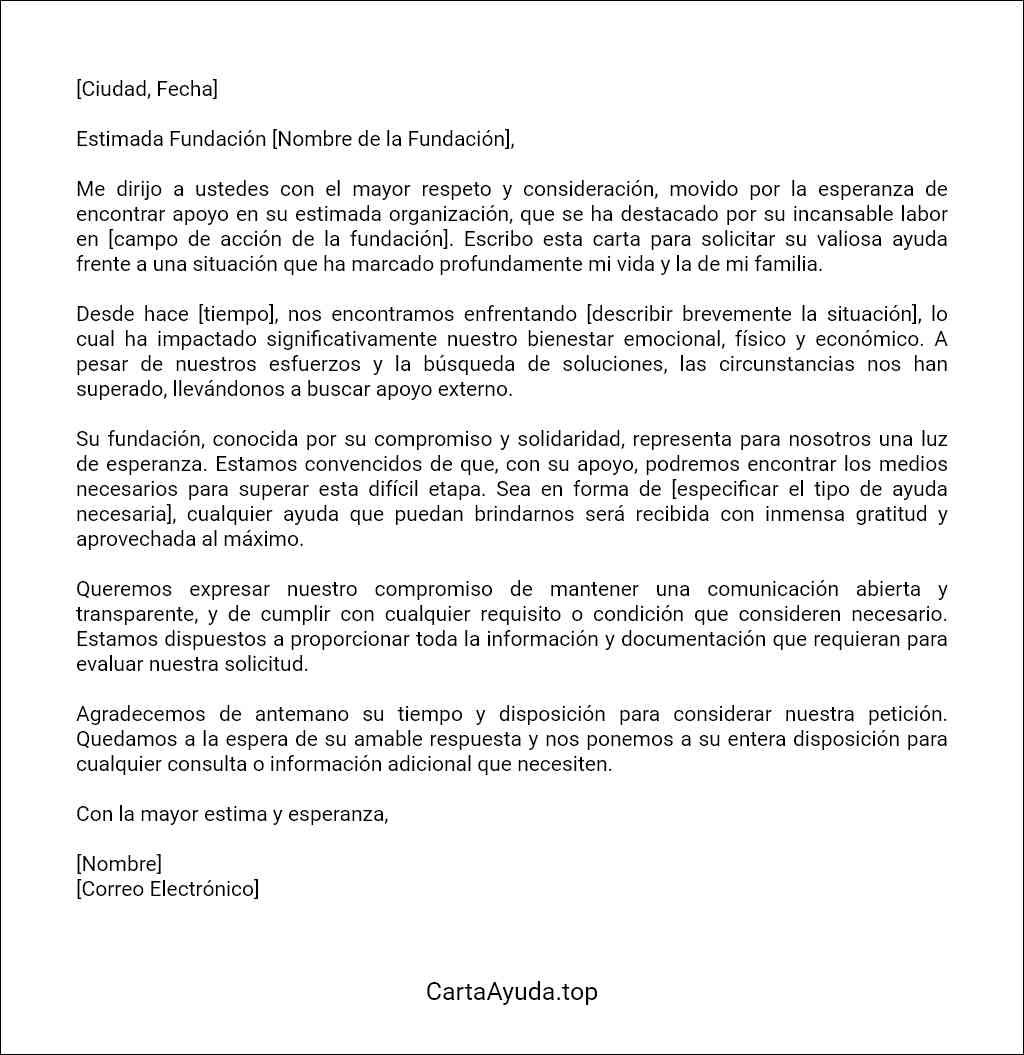 como elaborar una carta para solicitar ayuda a una fundacion