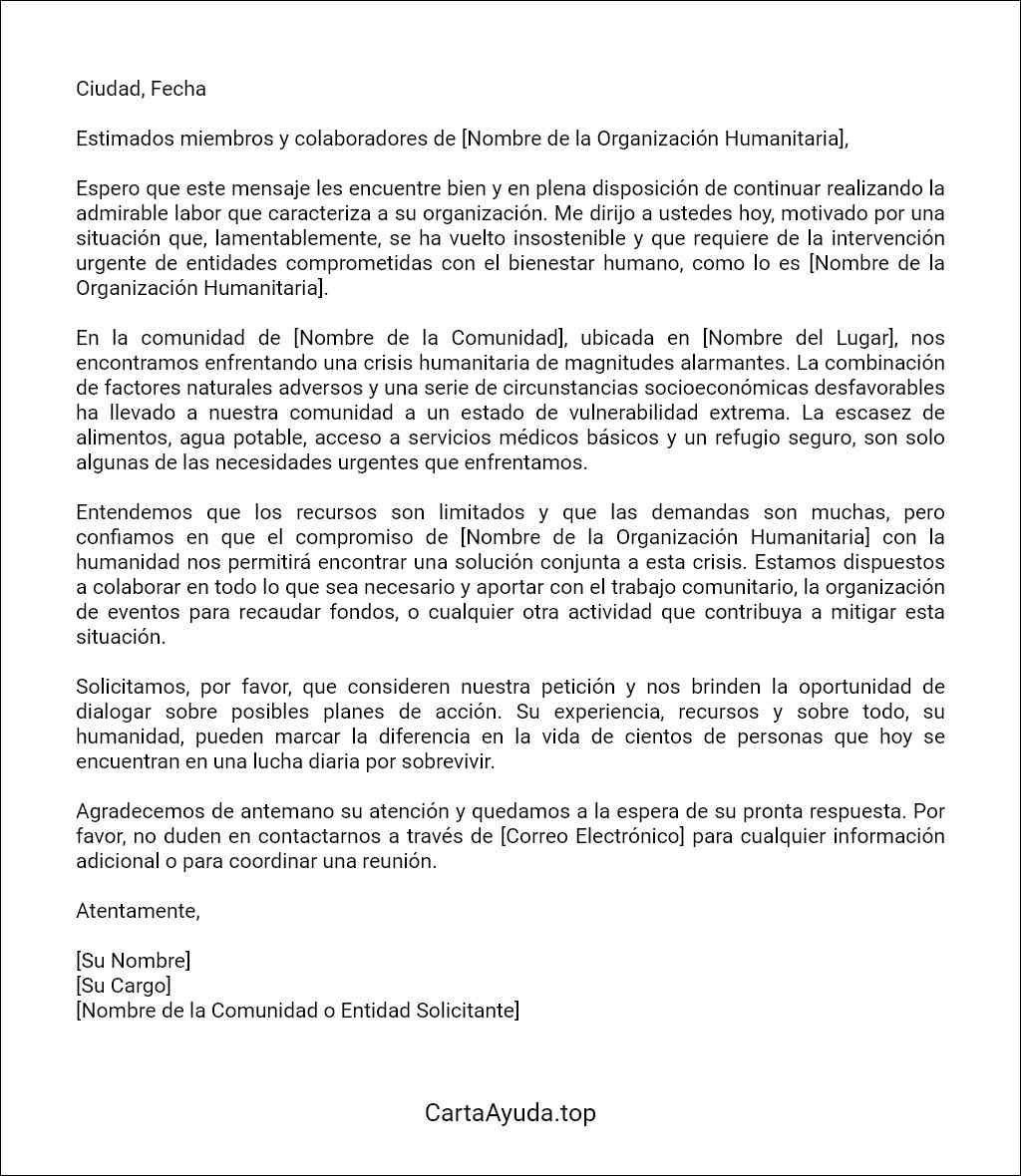 como redactar una carta para solicitar ayuda humanitaria