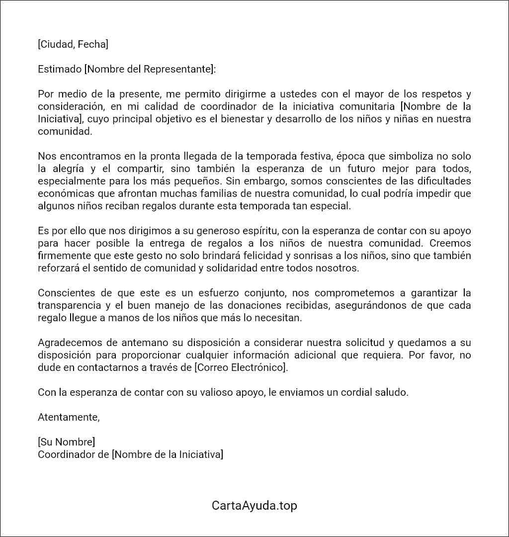 carta para pedir regalos para los niños ejemplos
