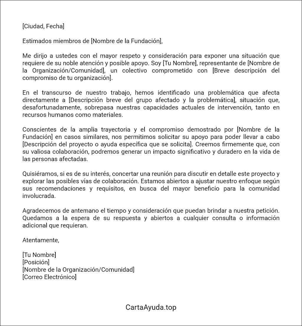 carta para solicitar ayuda a una fundacion ejemplo