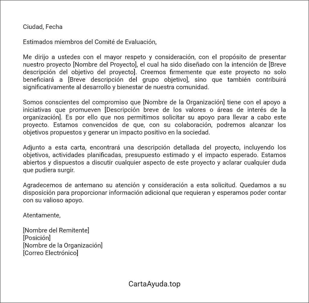 plantilla de carta de solicitud de apoyo a un proyecto 