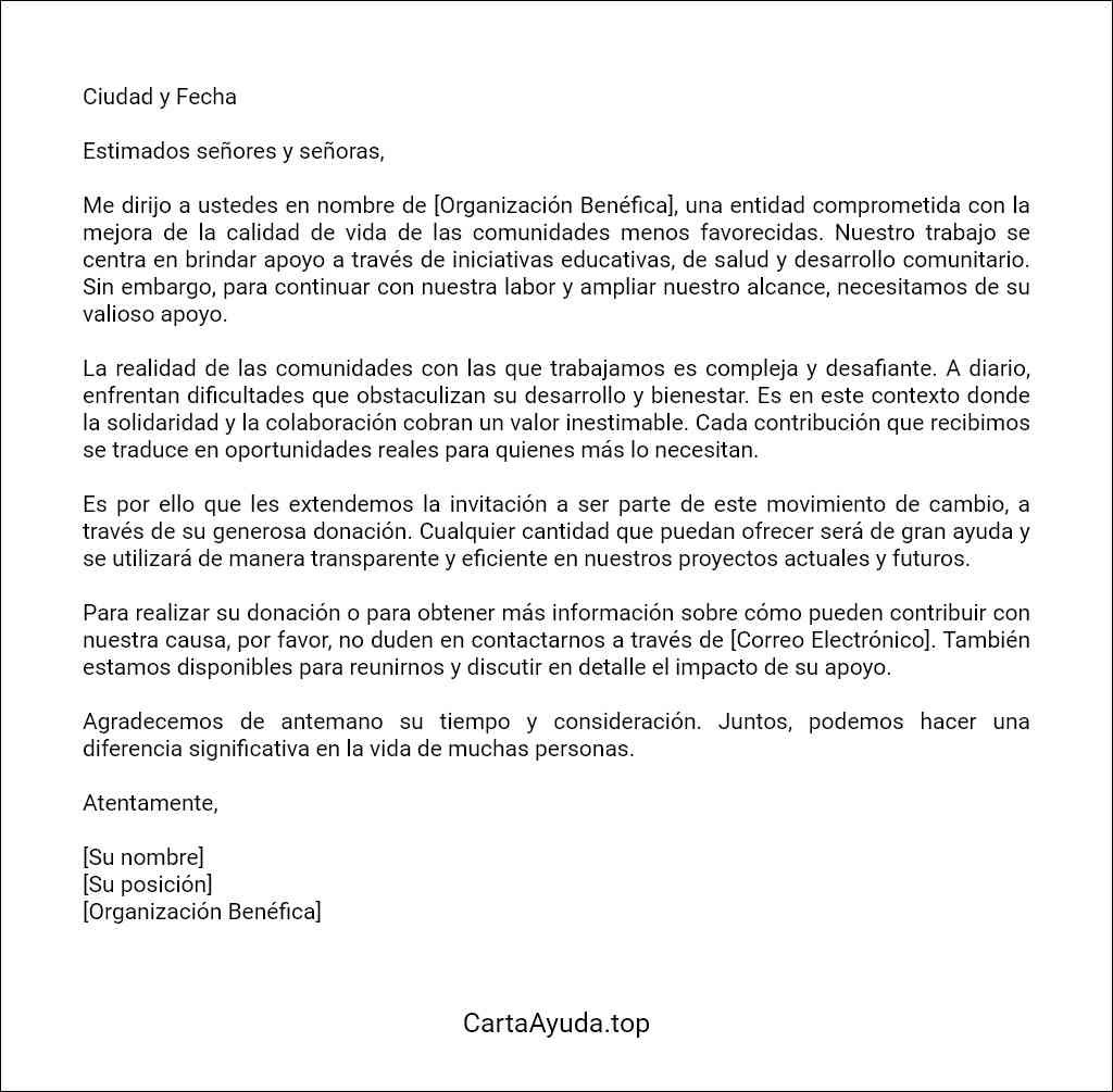 como elaborar una carta de ayuda para conseguir donaciones benéficas
